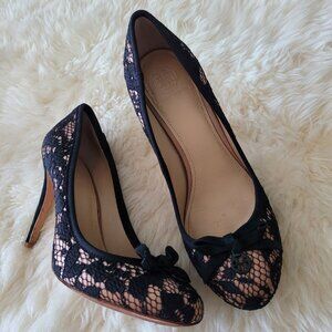Tory Burch Lace Suede High Heel Pumps SZ 7